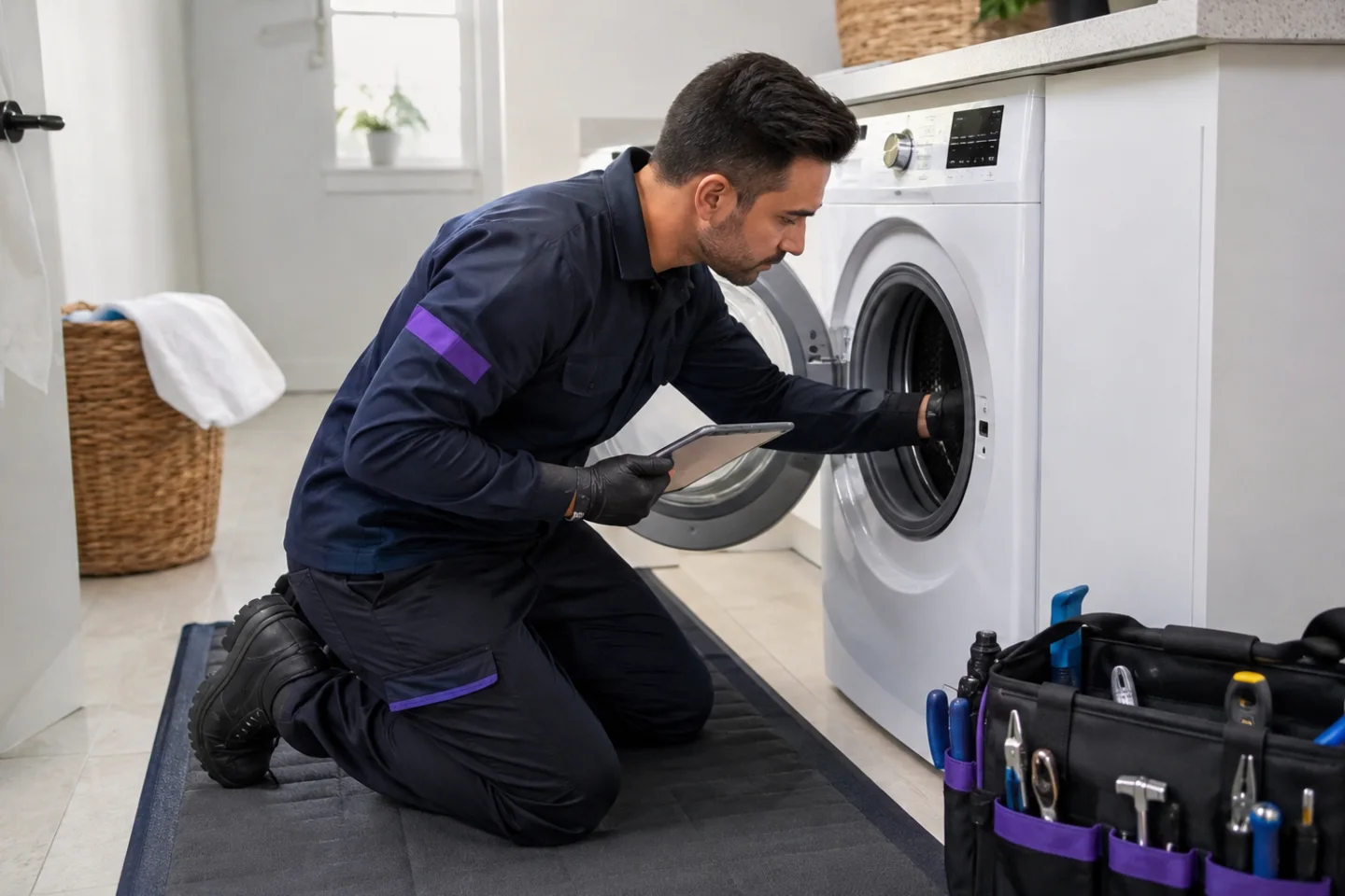 Washer not draining or spinning: symptoms that change Toronto diagnosis